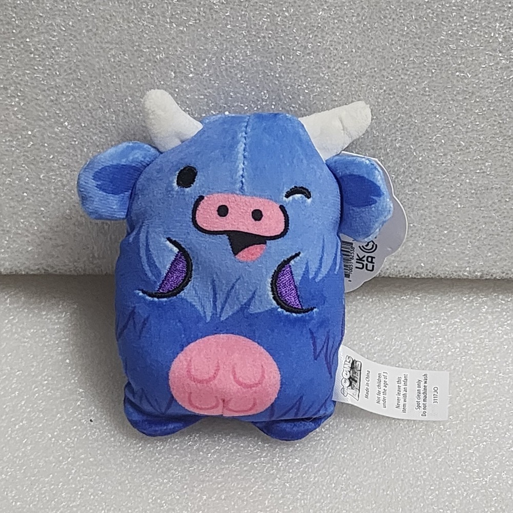 Cows vs. Aliens #011 HIGHLANDER Plush Bean Bag Toy Mini 4" Blue Cow Cepia NEW